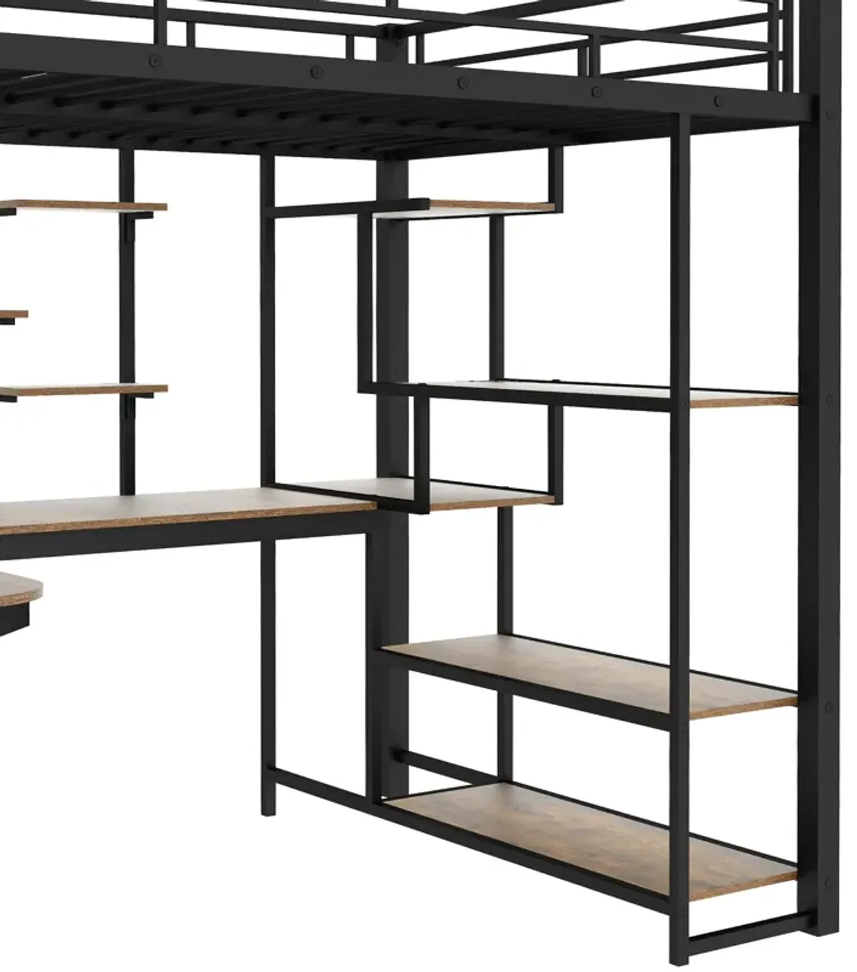 Merax Metal Loft Bed with Storage Staircase