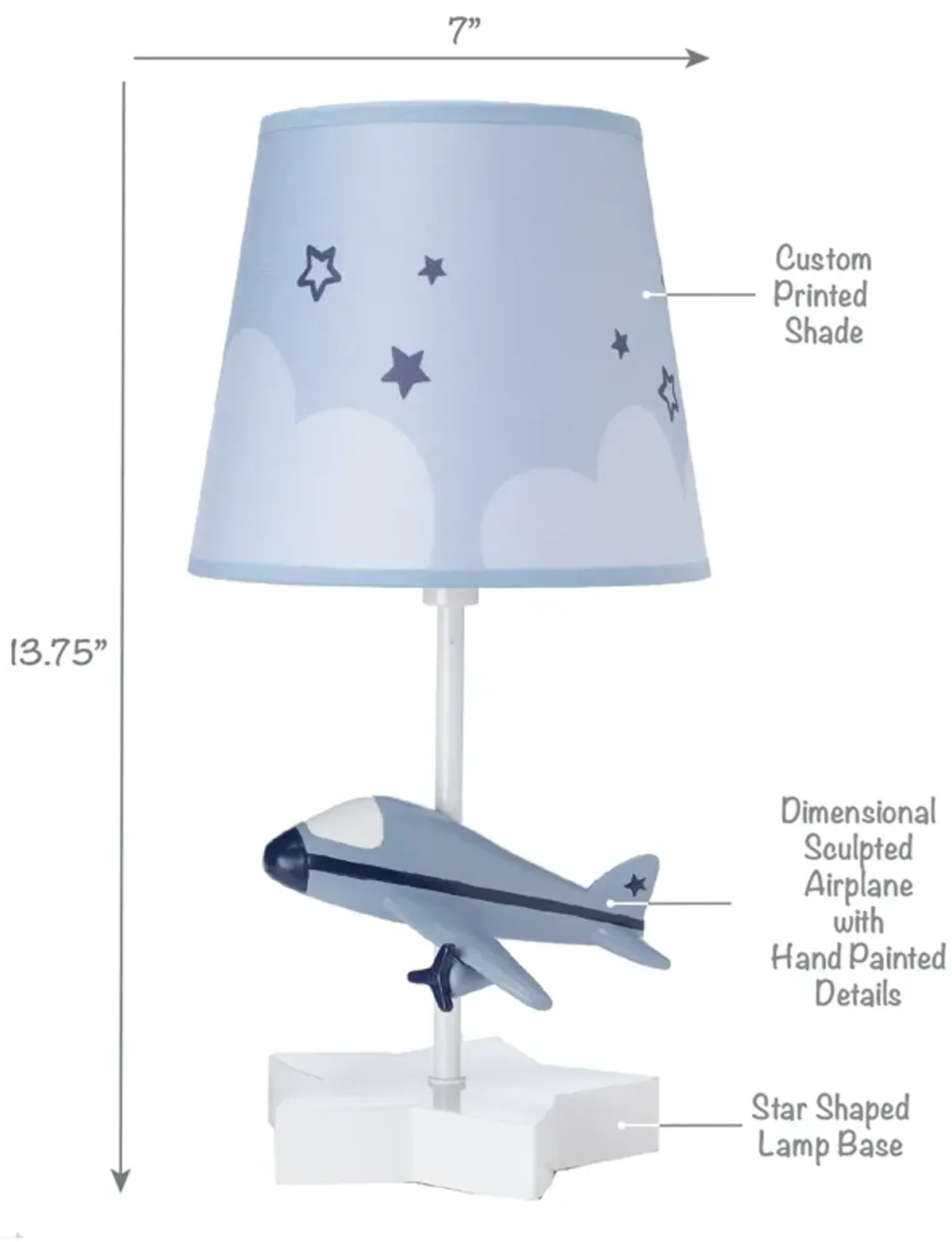 Bedtime Originals Little Aviator Hand-Painted Airplane Lamp with Shade & Bulb