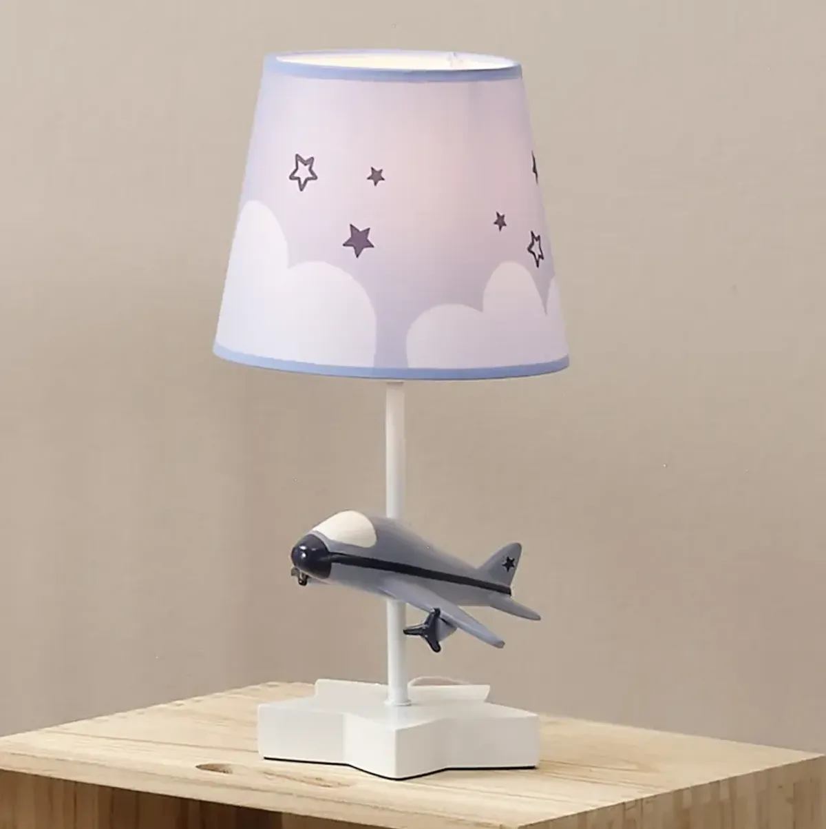 Bedtime Originals Little Aviator Hand-Painted Airplane Lamp with Shade & Bulb