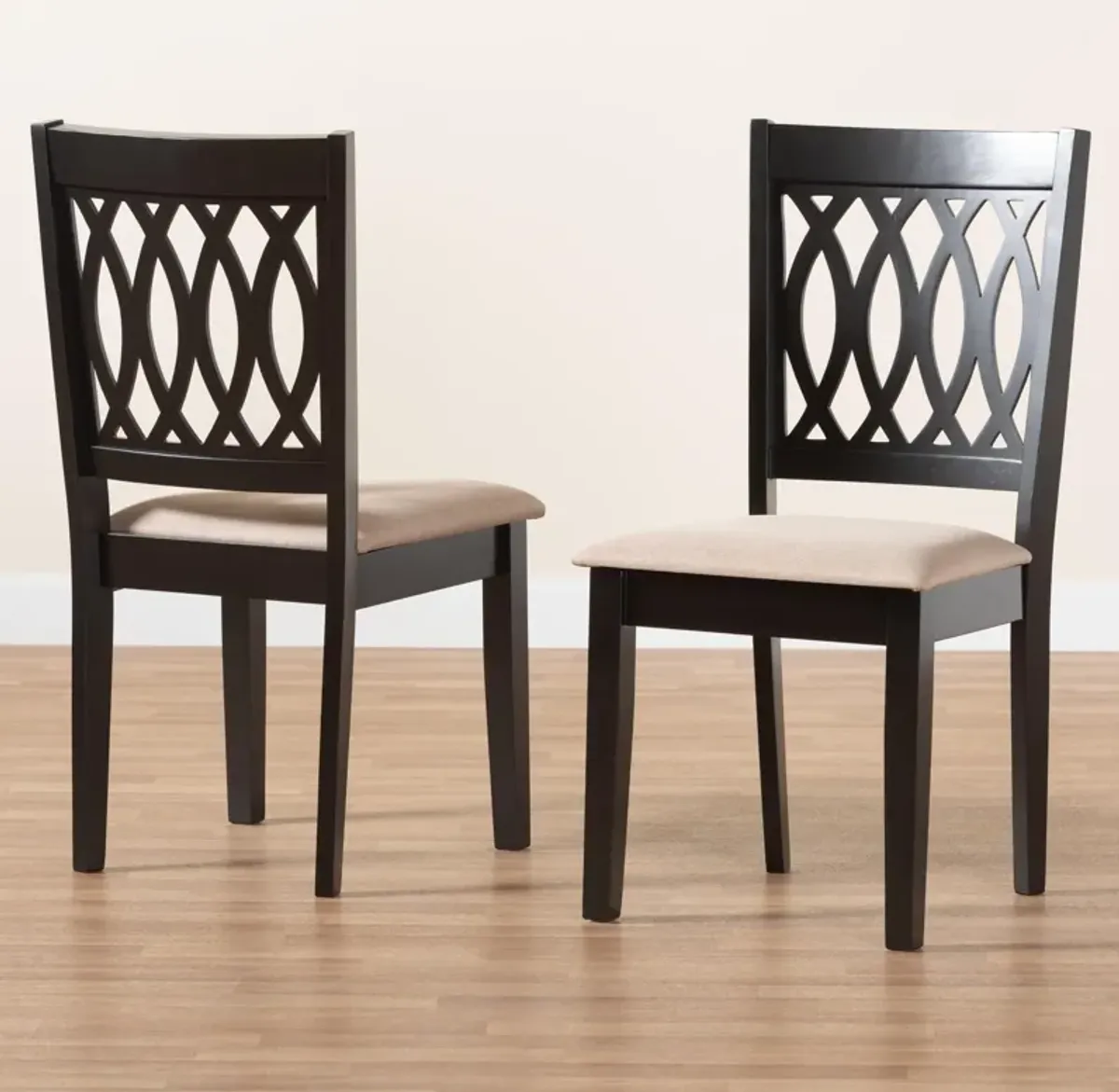 Baxton Studio Florencia Grey Fabric and Walnut Brown Finished Wood 2-Piece Dining Chair Set