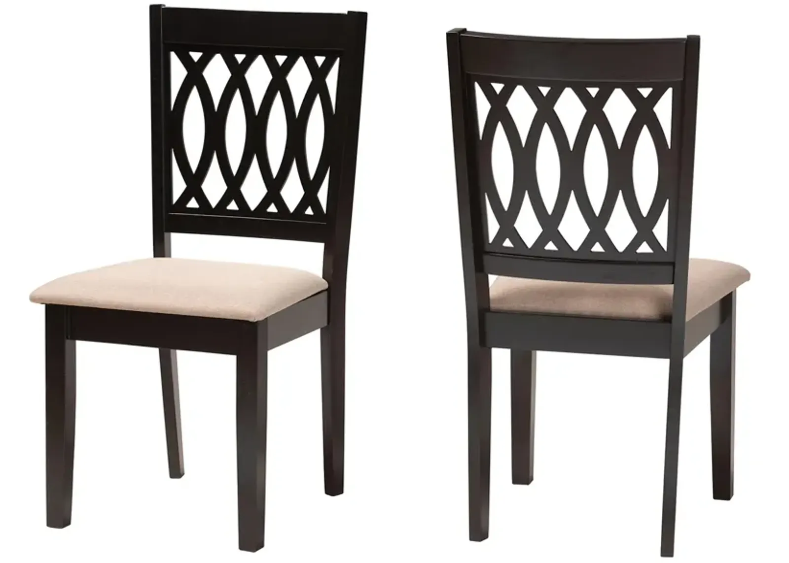 Baxton Studio Florencia Grey Fabric and Walnut Brown Finished Wood 2-Piece Dining Chair Set