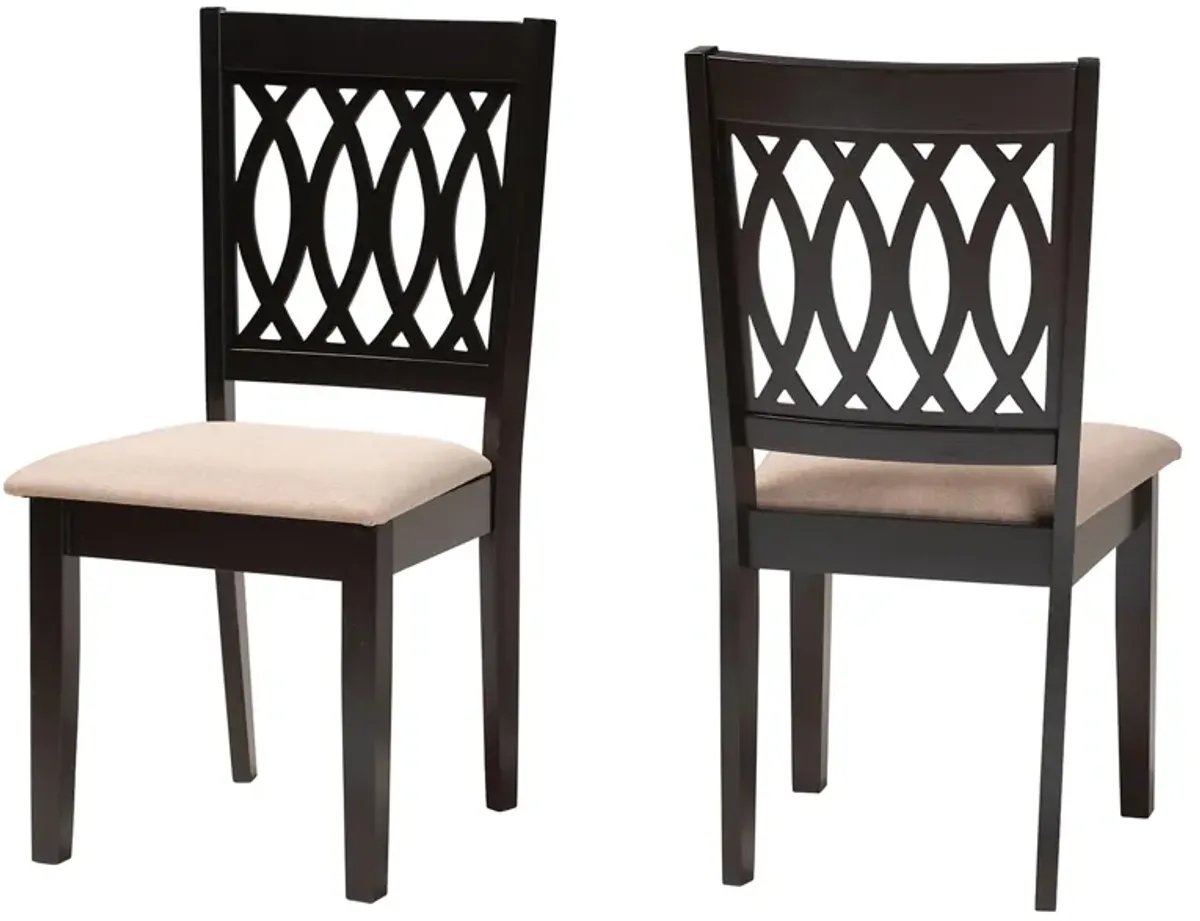 Baxton Studio Florencia Grey Fabric and Walnut Brown Finished Wood 2-Piece Dining Chair Set