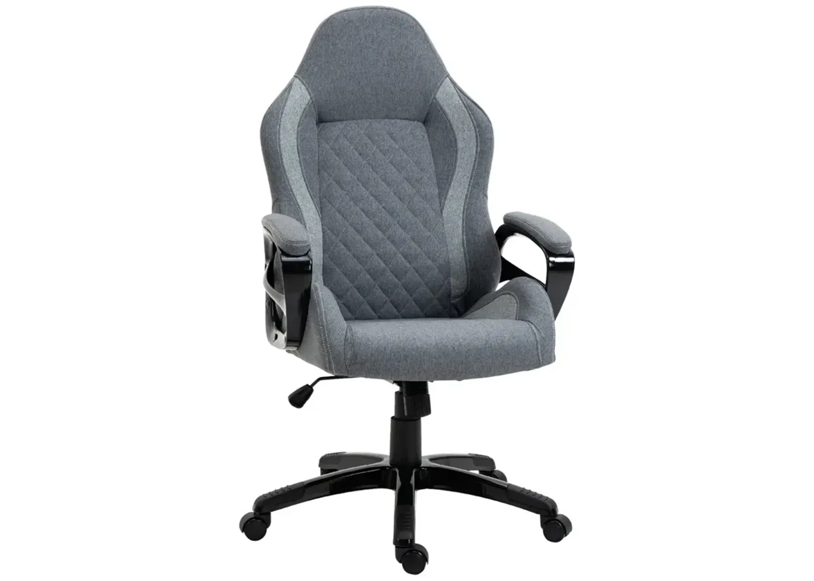 Gray Ergonomic Task Chair: Big and Tall Linen Fabric Office Chair