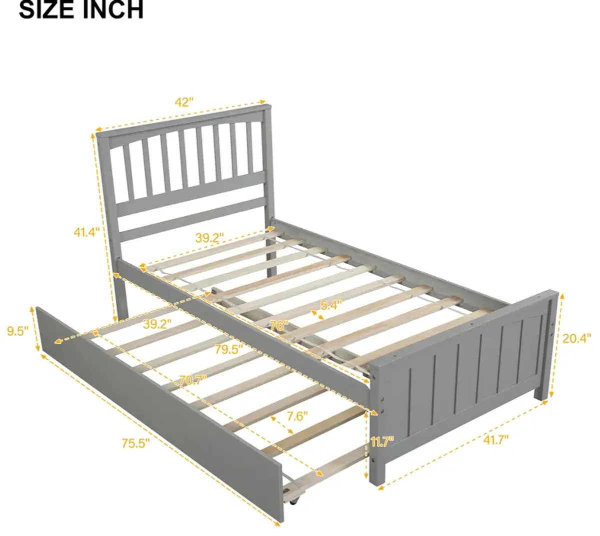 Merax Twin size Platform Bed with Trundle