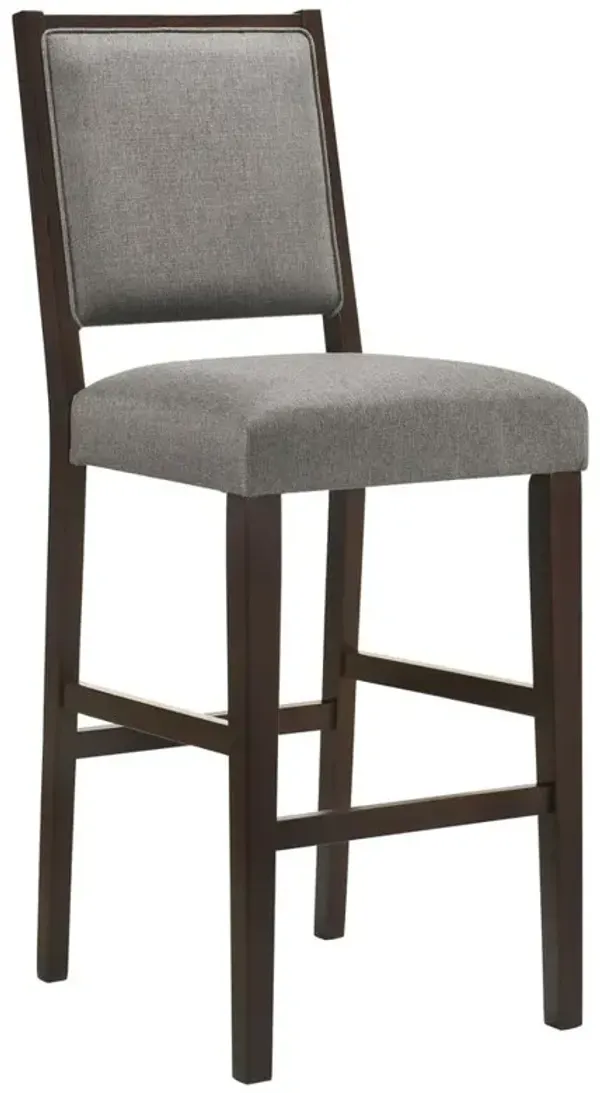 Upholstered Open Back Bar Stools with Footrest (Set of 2) Grey and Espresso