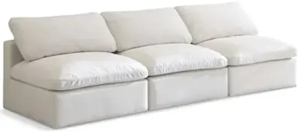Meridian Furniture Plush Cream Velvet Standard Comfort Modular Sofa