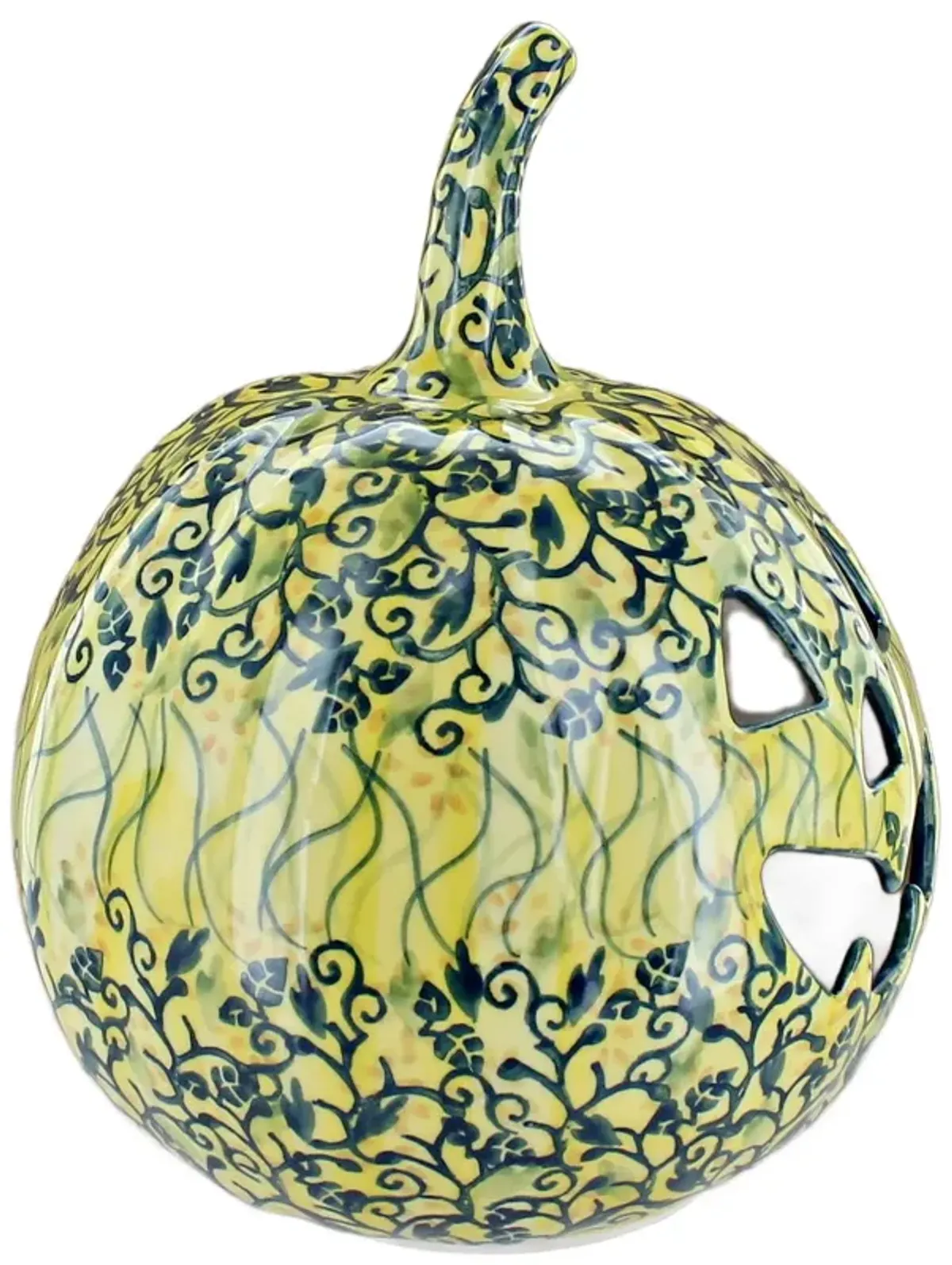Blue Rose Polish Pottery Blue Violet Small Pumpkin Luminary