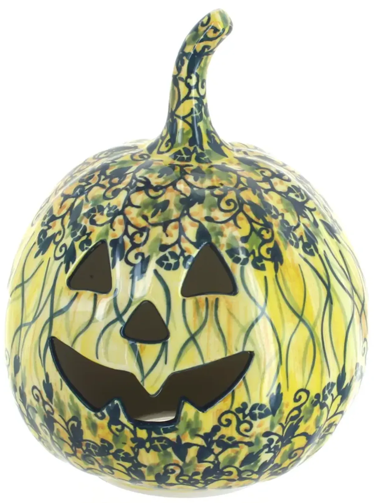 Blue Rose Polish Pottery Blue Violet Small Pumpkin Luminary