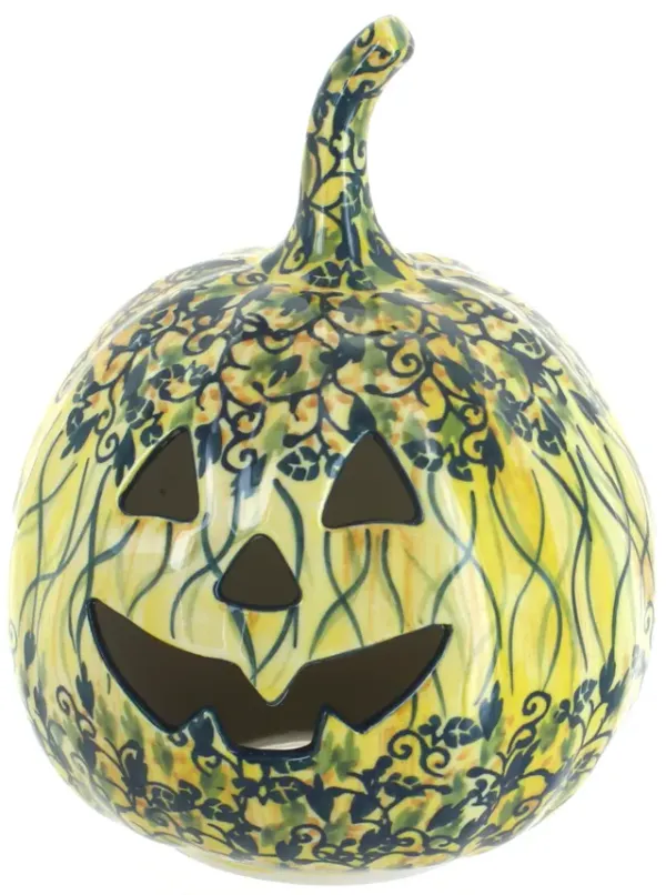 Blue Rose Polish Pottery Blue Violet Small Pumpkin Luminary