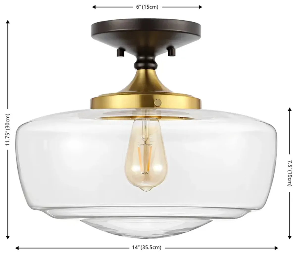 Marfa Glass/Iron Farmhouse Modern LED Flush Mount