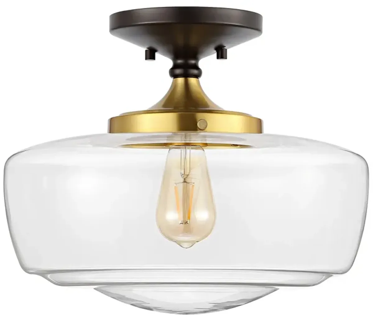 Marfa Glass/Iron Farmhouse Modern LED Flush Mount