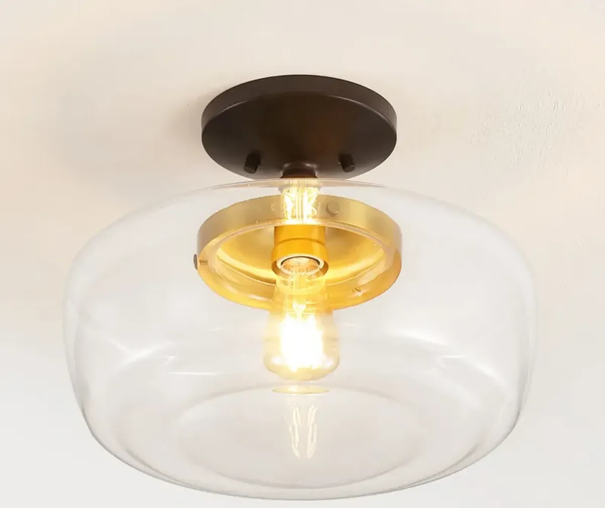 Marfa Glass/Iron Farmhouse Modern LED Flush Mount