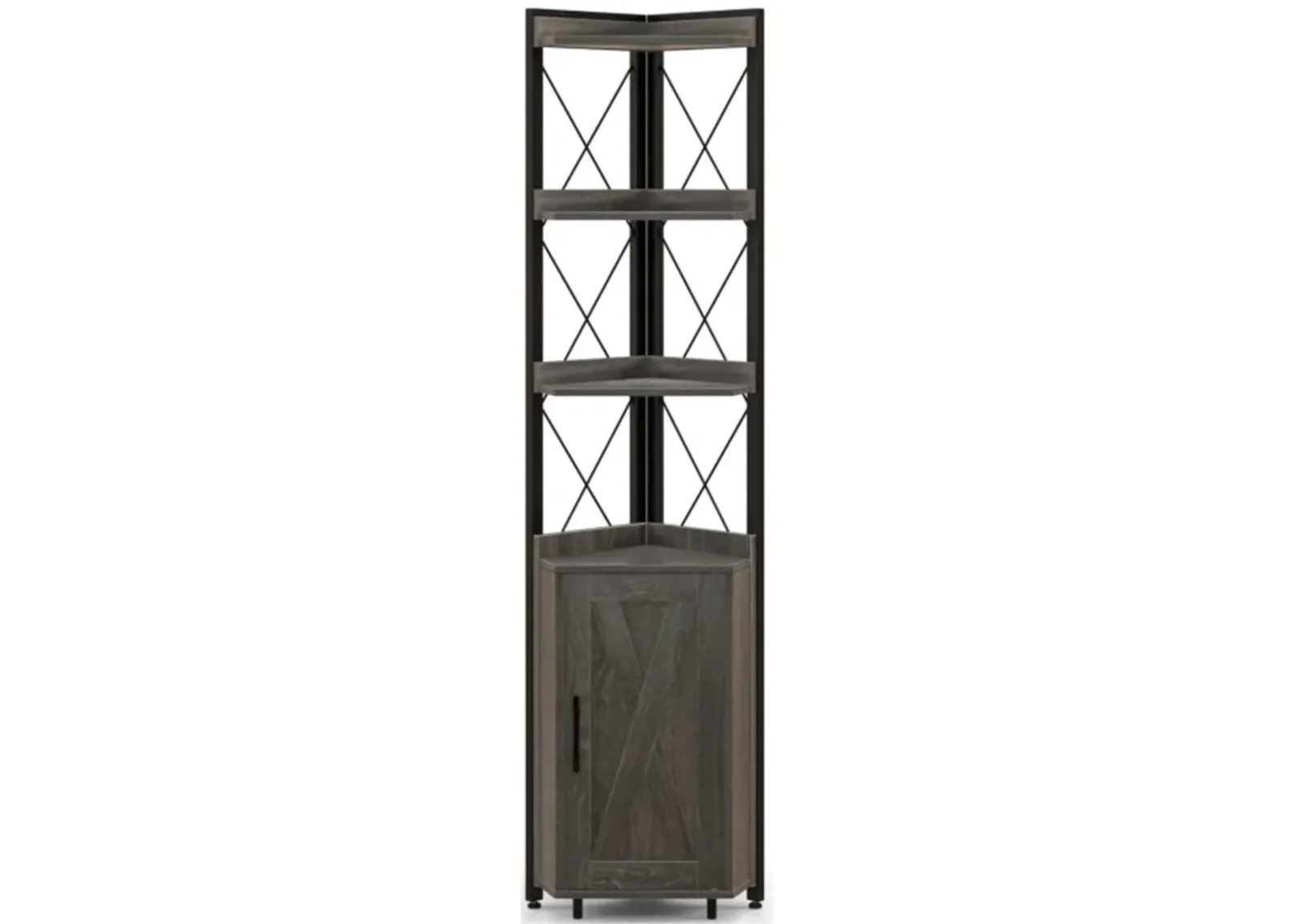 Hivvago Tall Corner Storage Cabinet with 3-Tier Shelf and Enclosed Cabinet