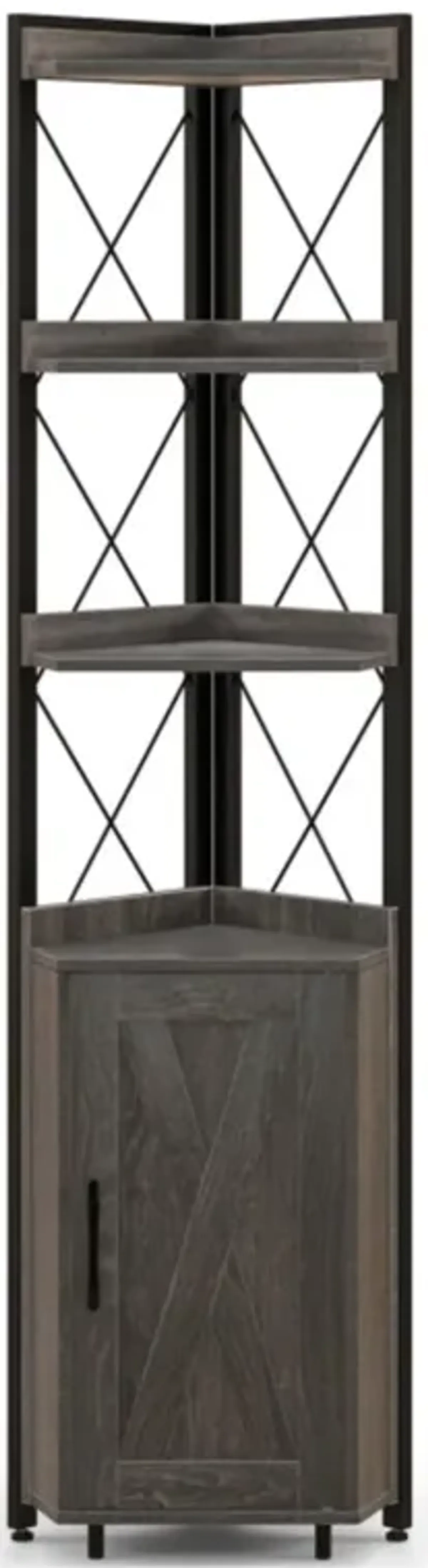 Hivvago Tall Corner Storage Cabinet with 3-Tier Shelf and Enclosed Cabinet