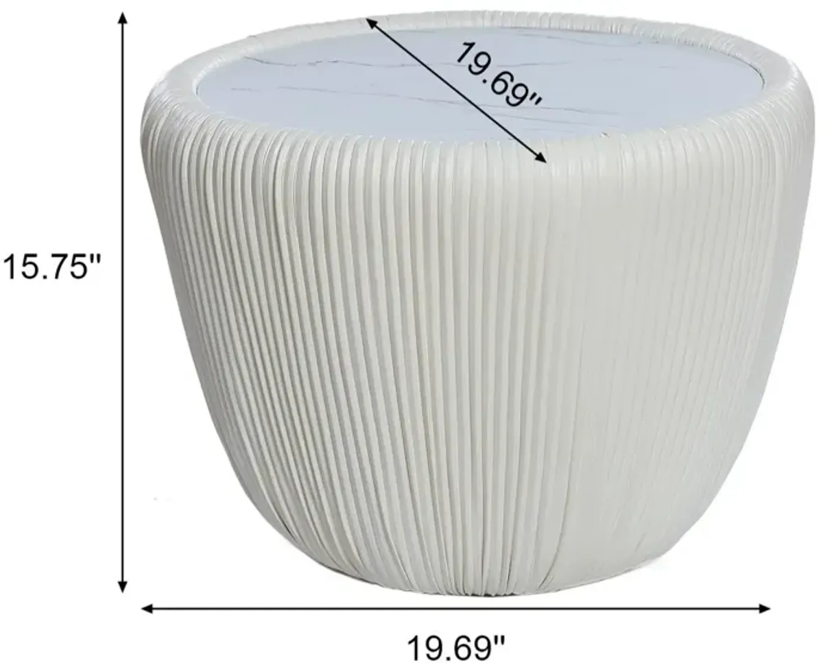 LuxenHome 15.8" H White Round Side Table