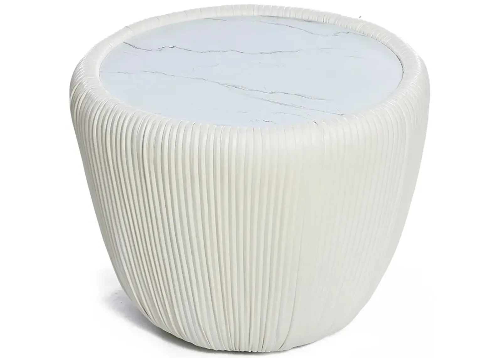 LuxenHome 15.8" H White Round Side Table