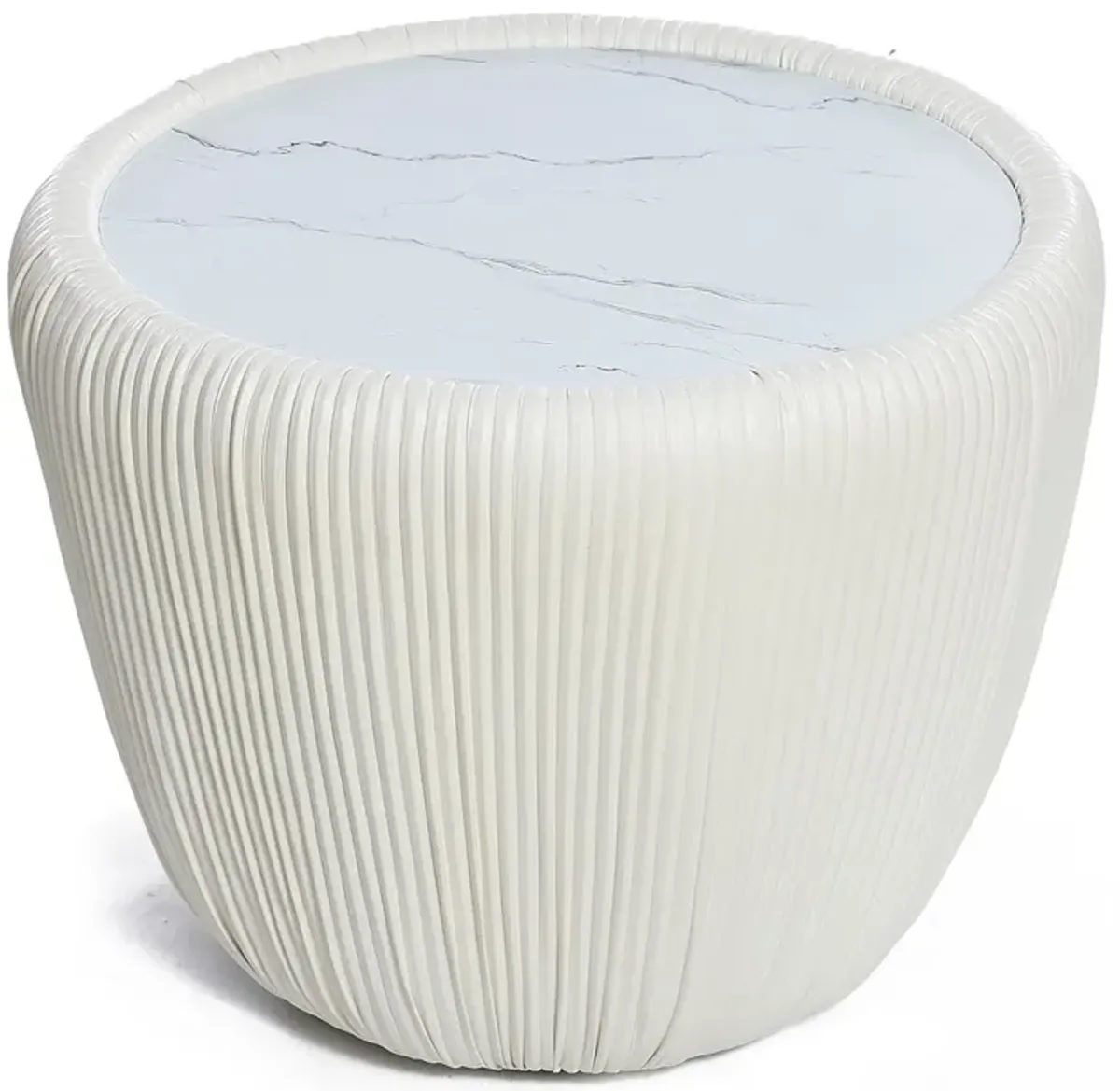 LuxenHome 15.8" H White Round Side Table