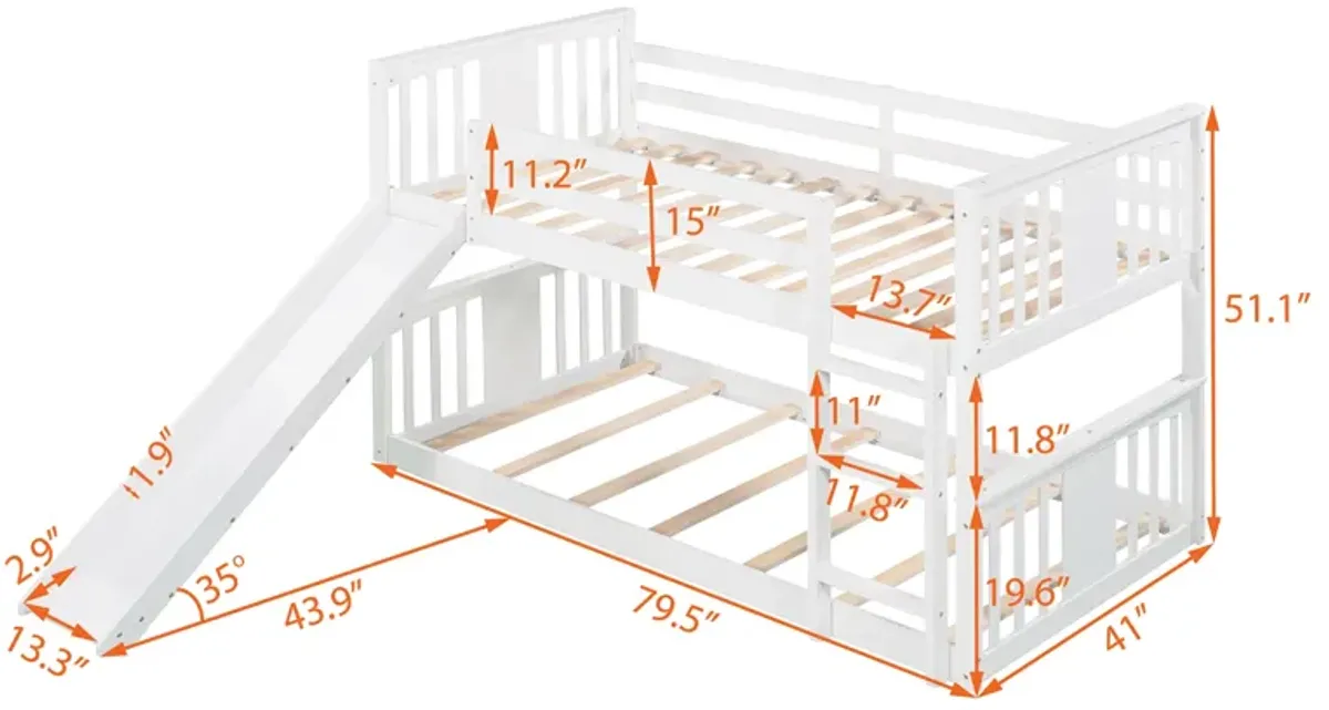 Merax Twin Over Twin Bunk Bed with Slide and Ladder