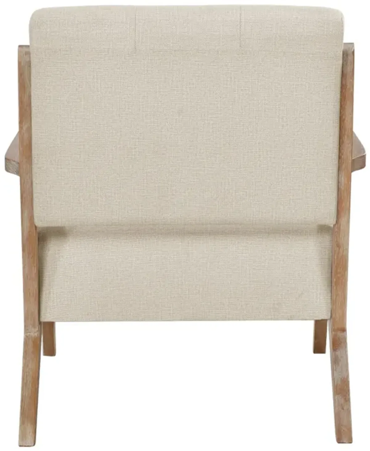 Edra 33 Inch Accent Armchair, Rubberwood Frame, Cushioned Beige Polyester - Benzara