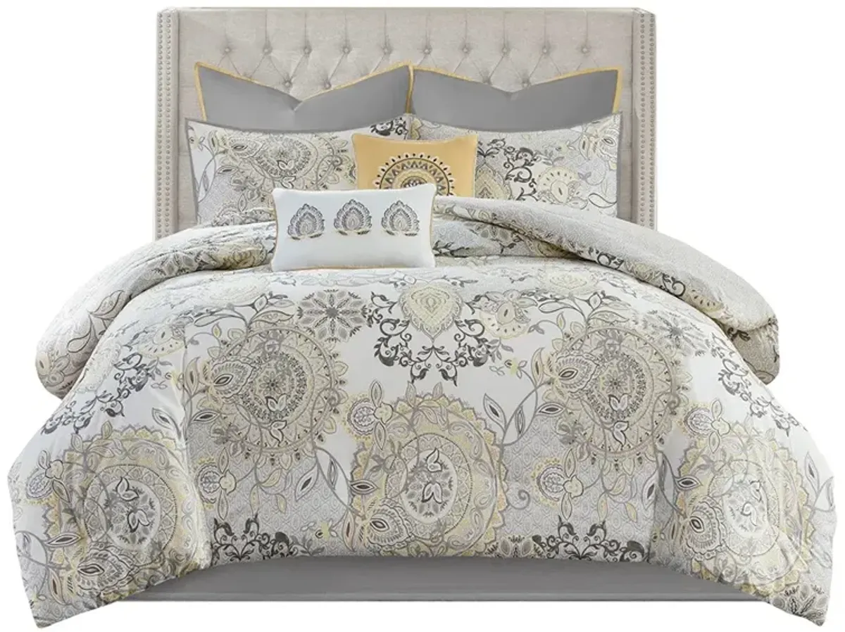 Gracie Mills Leo 8 Piece Reversible Cotton Floral Comforter Set