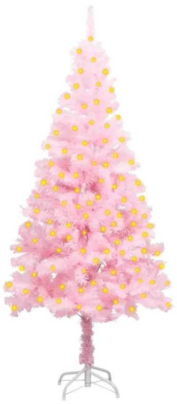 vidaXL Artificial Christmas Tree with LEDs&Stand Pink 59.1" PVC