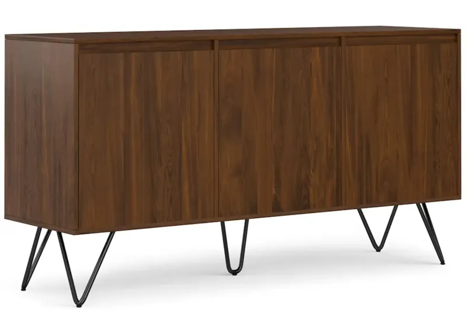 Simpli Home Hunter 3 Door Sideboard Buffet In Walnut Veneer