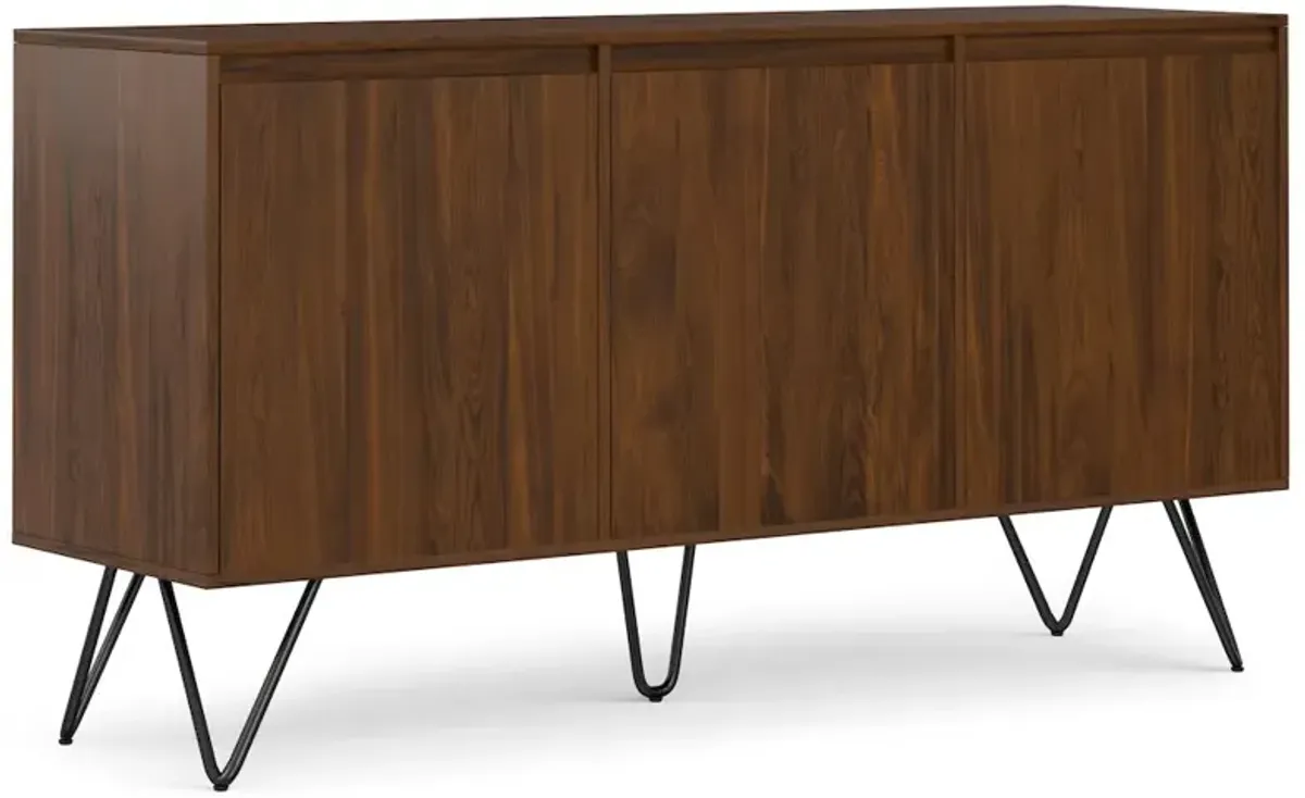 Simpli Home Hunter 3 Door Sideboard Buffet In Walnut Veneer