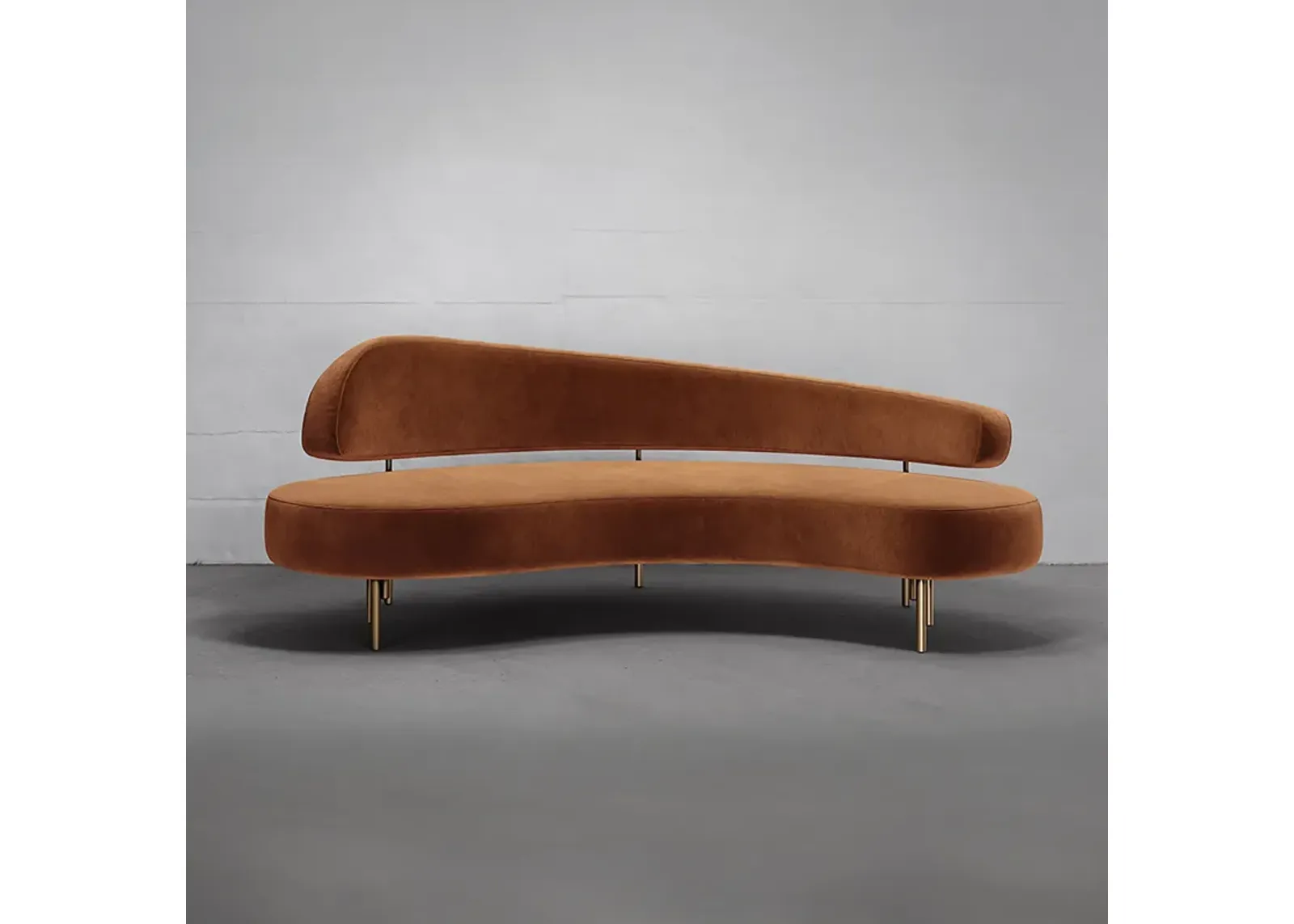 SITIERA_01 Terracota Velvet Upholstered 3-seater Sofa with Aged Bronze Legs by ANDEAN