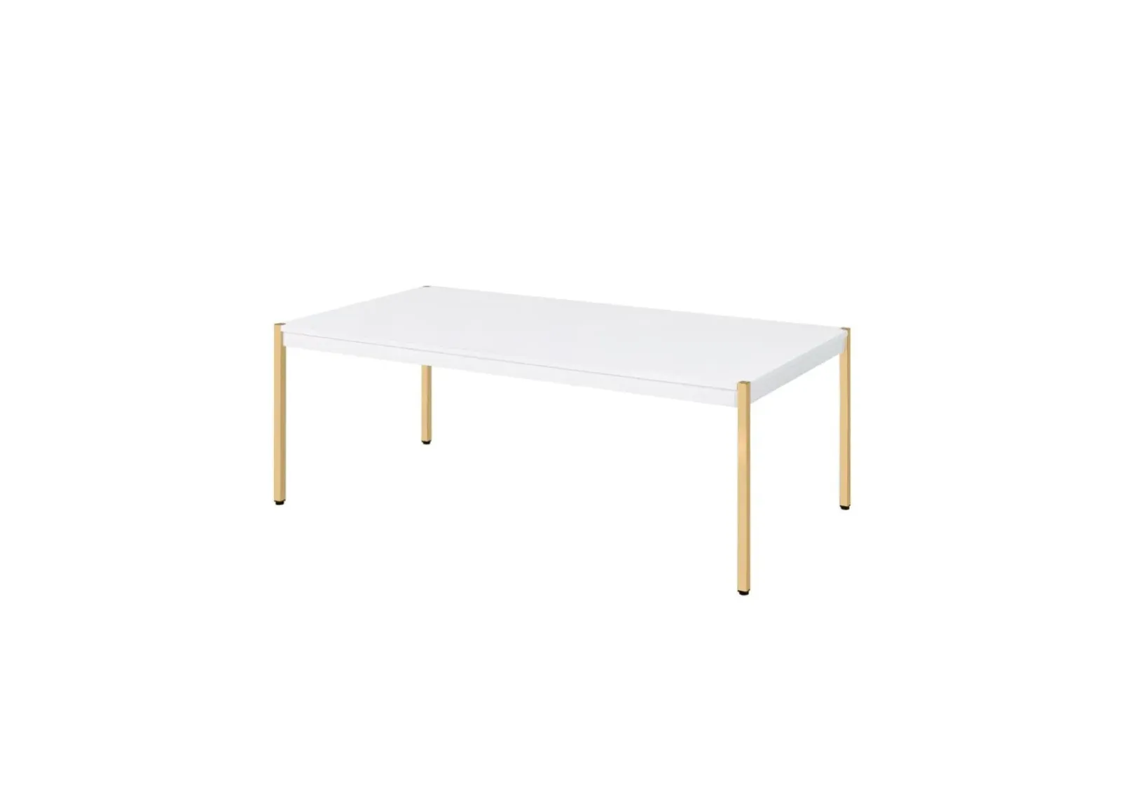 Homezia 48" Gold And White Manufactured Wood And Metal Rectangular Coffee Table