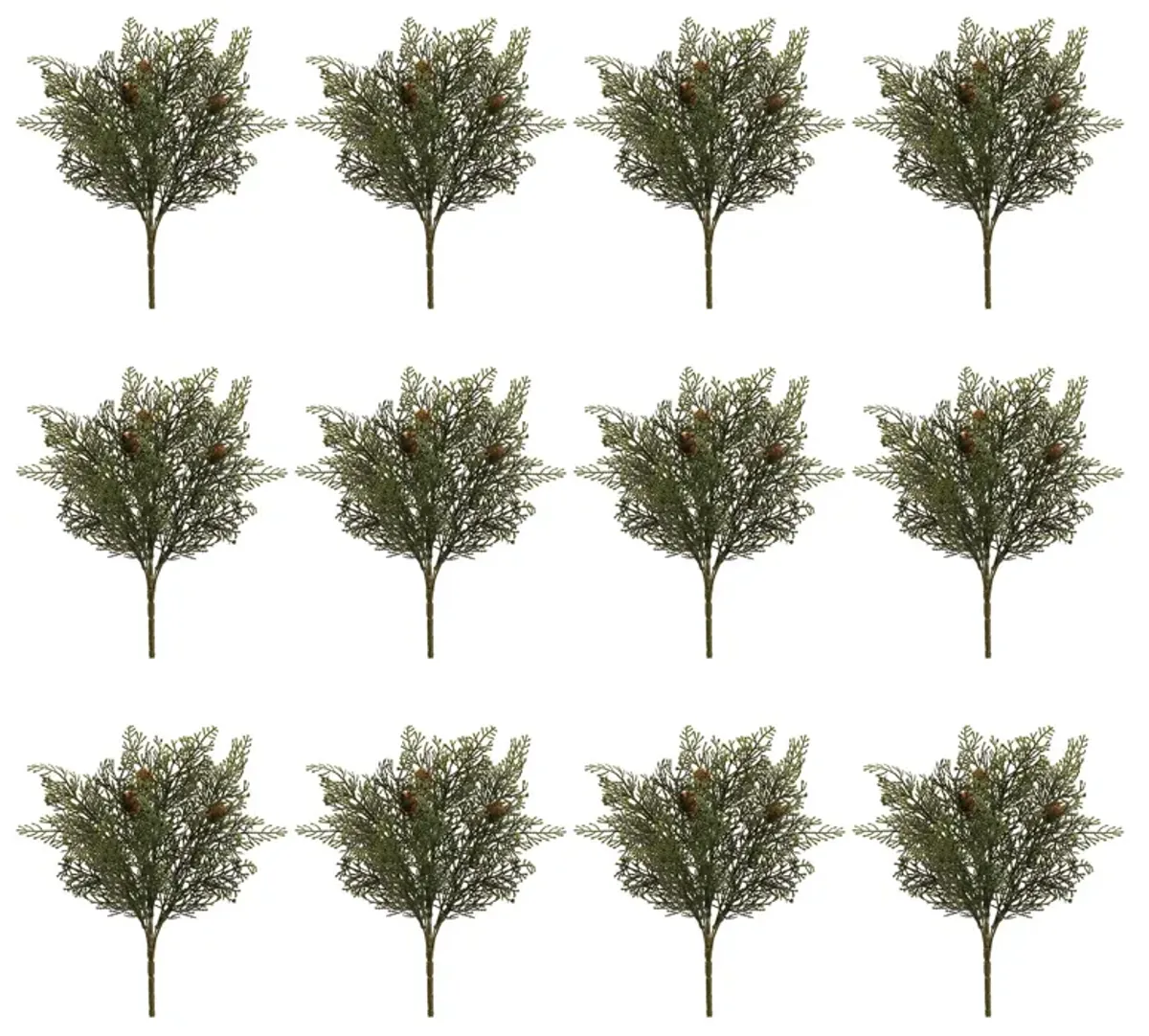 Set of 12 Cedar and Pinecone Bush Picks for Holiday Arrangements or Seasonal Displays