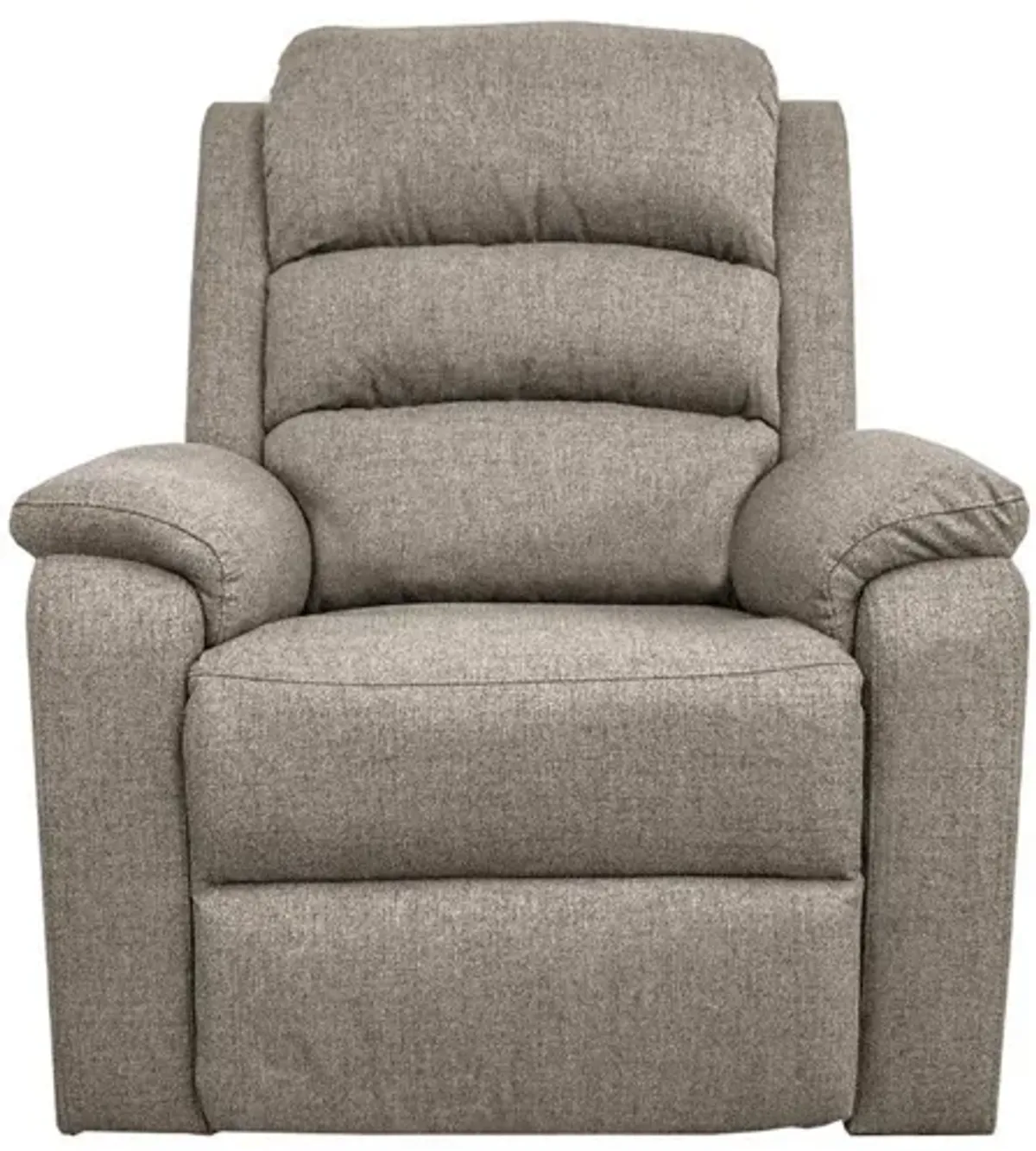 Fery 36 Inch Manual Recliner Chair, Brown Burlap, Cushioned Seat, Wood - Benzara