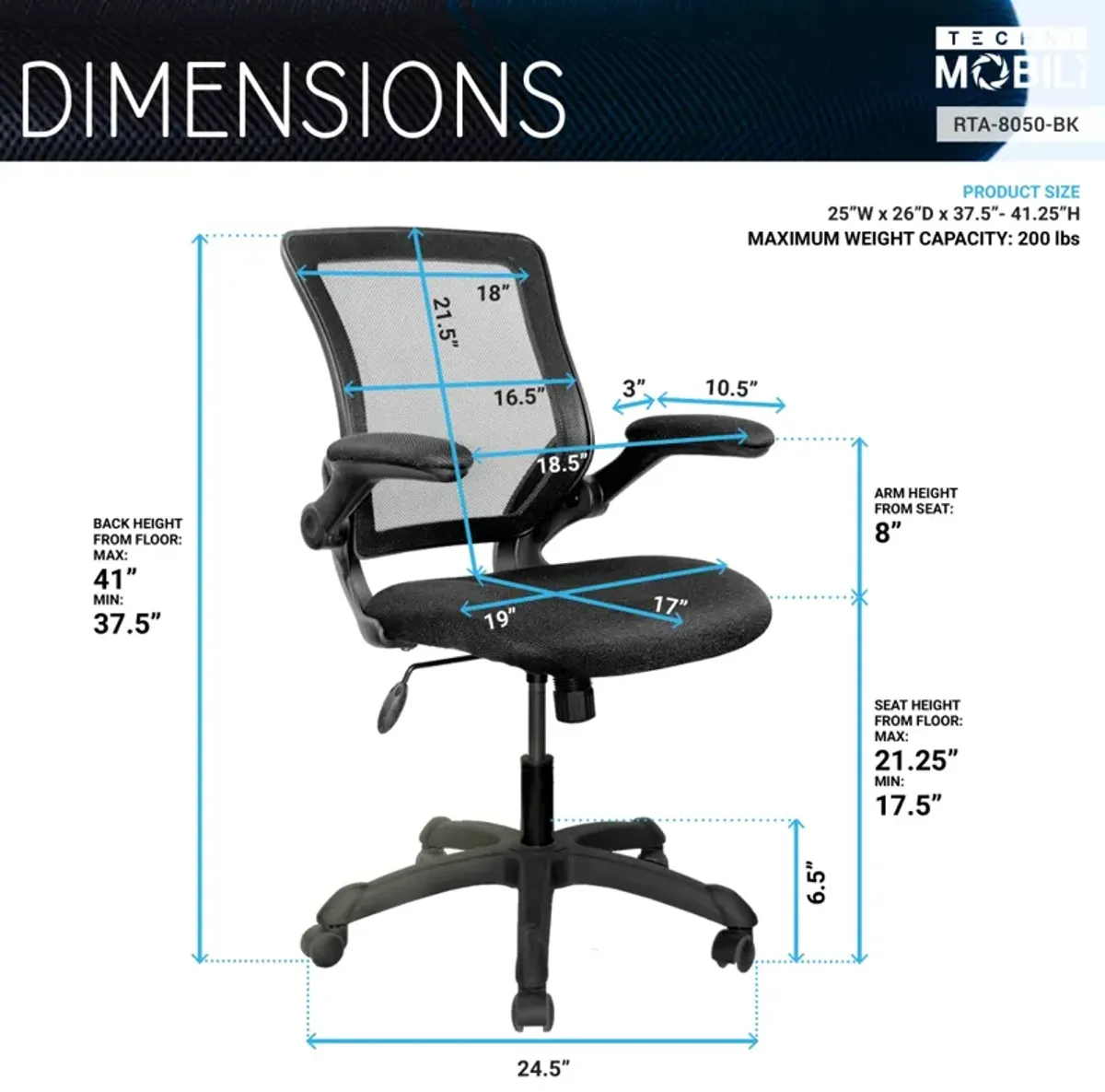 Mesh Task Office Chair With Flip-Up Arms