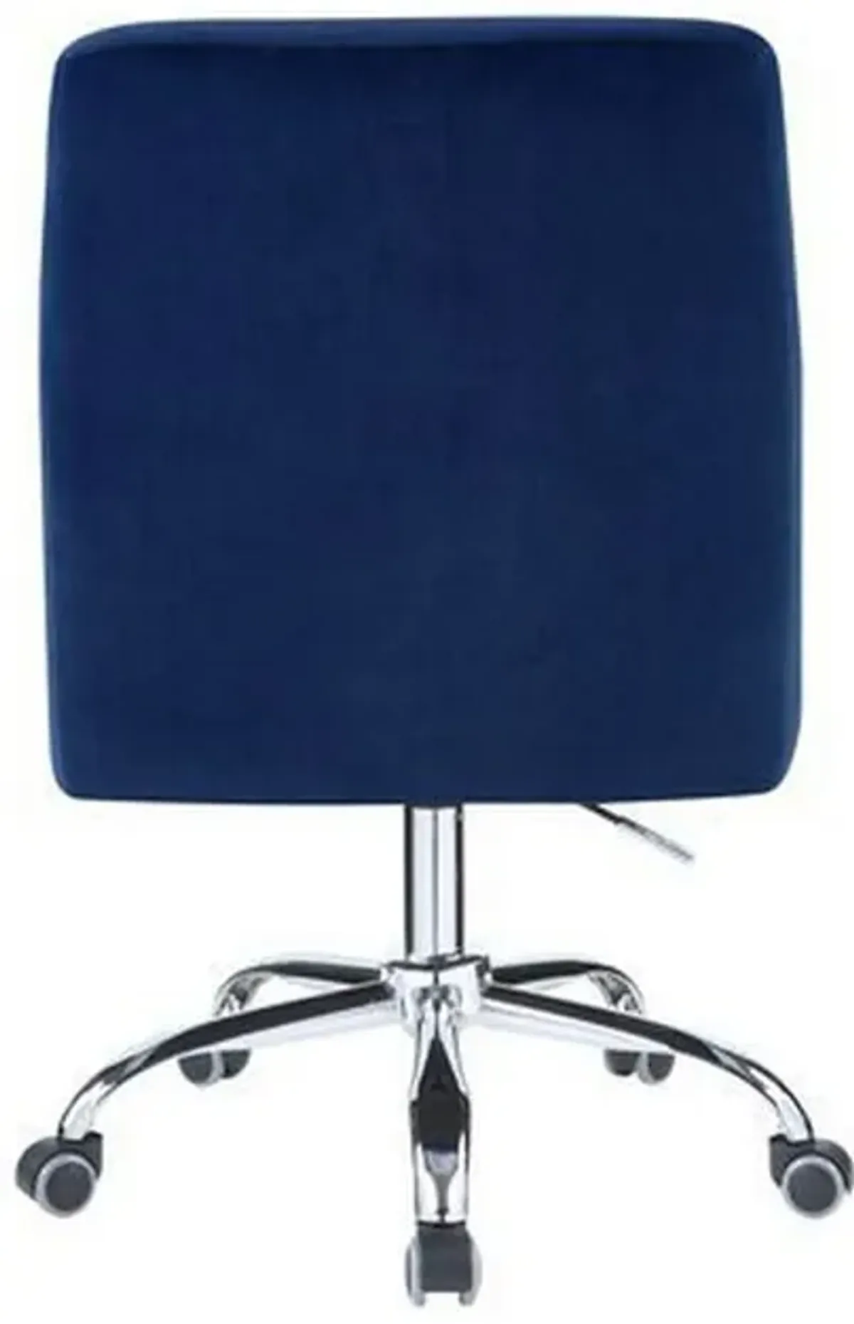 Swivel Office Chair with Sleek Track Arms and Nailhead Trim,Blue and Chrome-Benzara