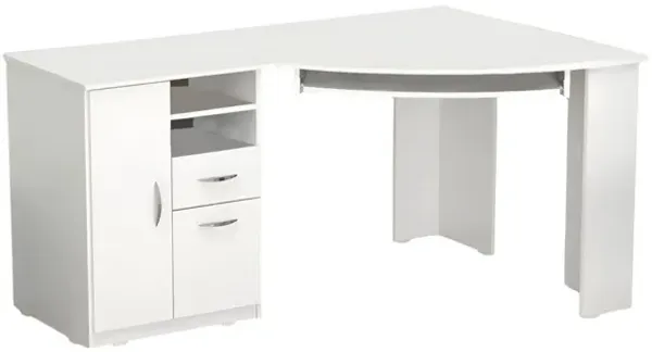 Contemporary Corner Computer Desk with Two Drawers – Workstation Table