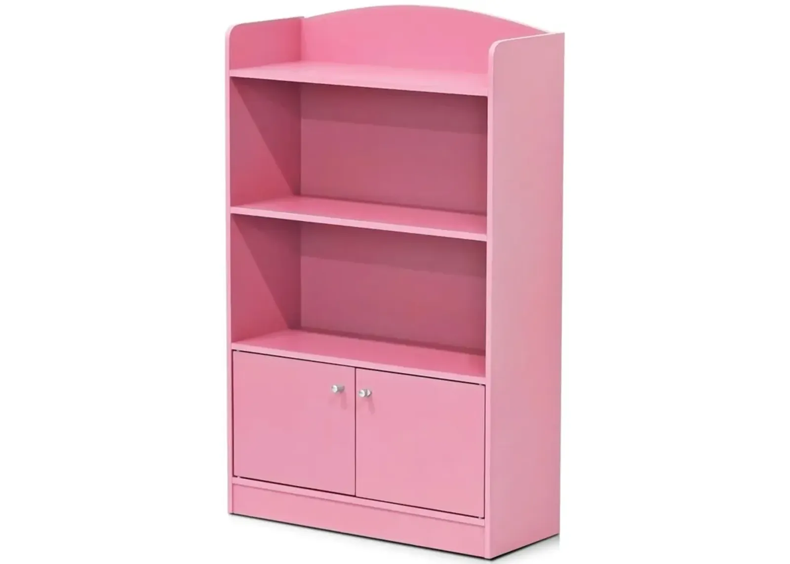 FURINNO Lova Bookshelf with Storage Cabinet, 9.49D x 23.82W x 42.28H in, Pink