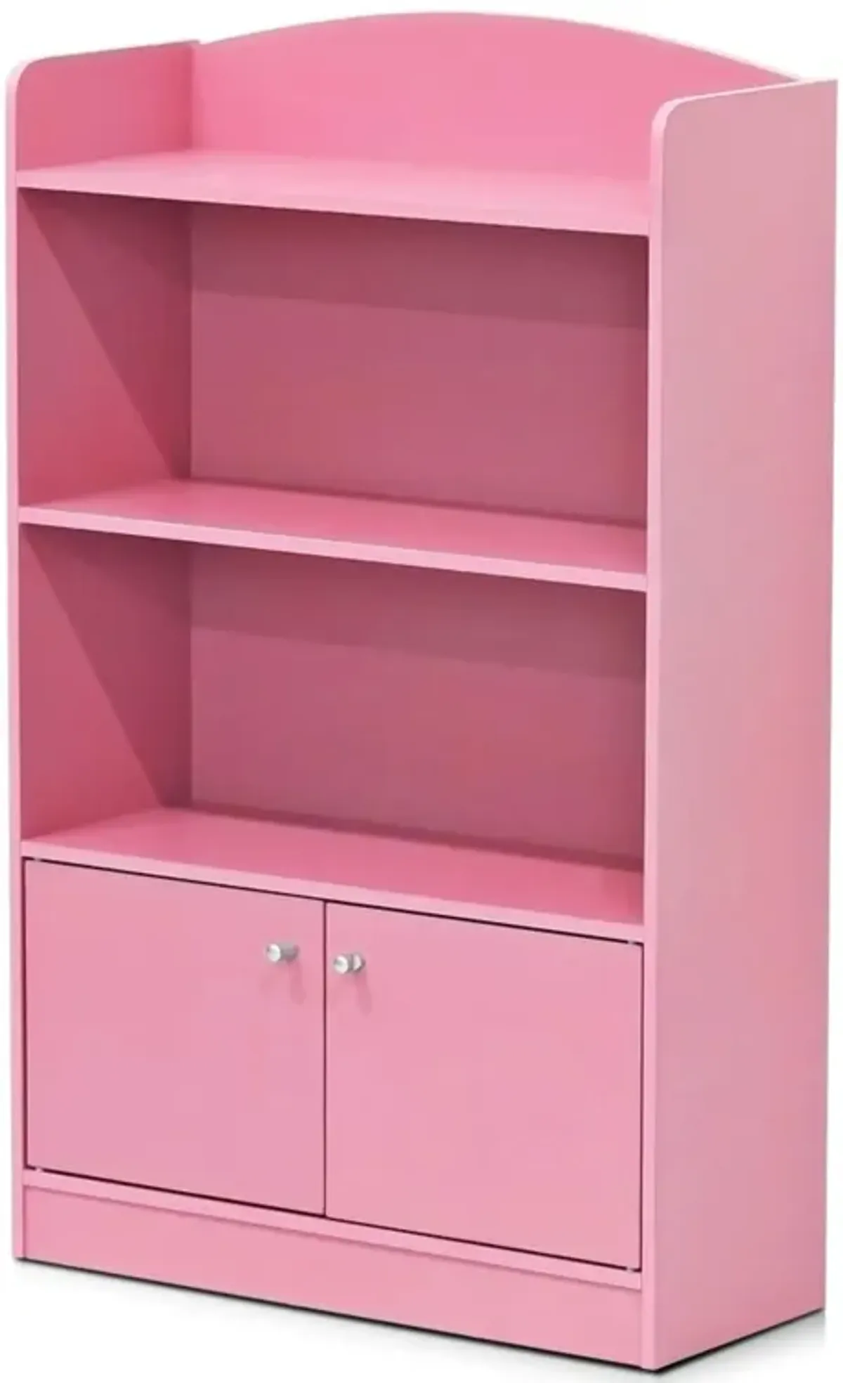 FURINNO Lova Bookshelf with Storage Cabinet, 9.49D x 23.82W x 42.28H in, Pink