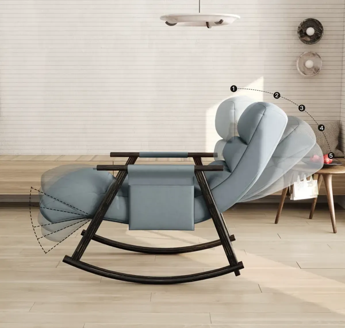 Space-Saving, Adjustable Rocking Chair with Sturdy Iron Frame & Comfortable Cushions