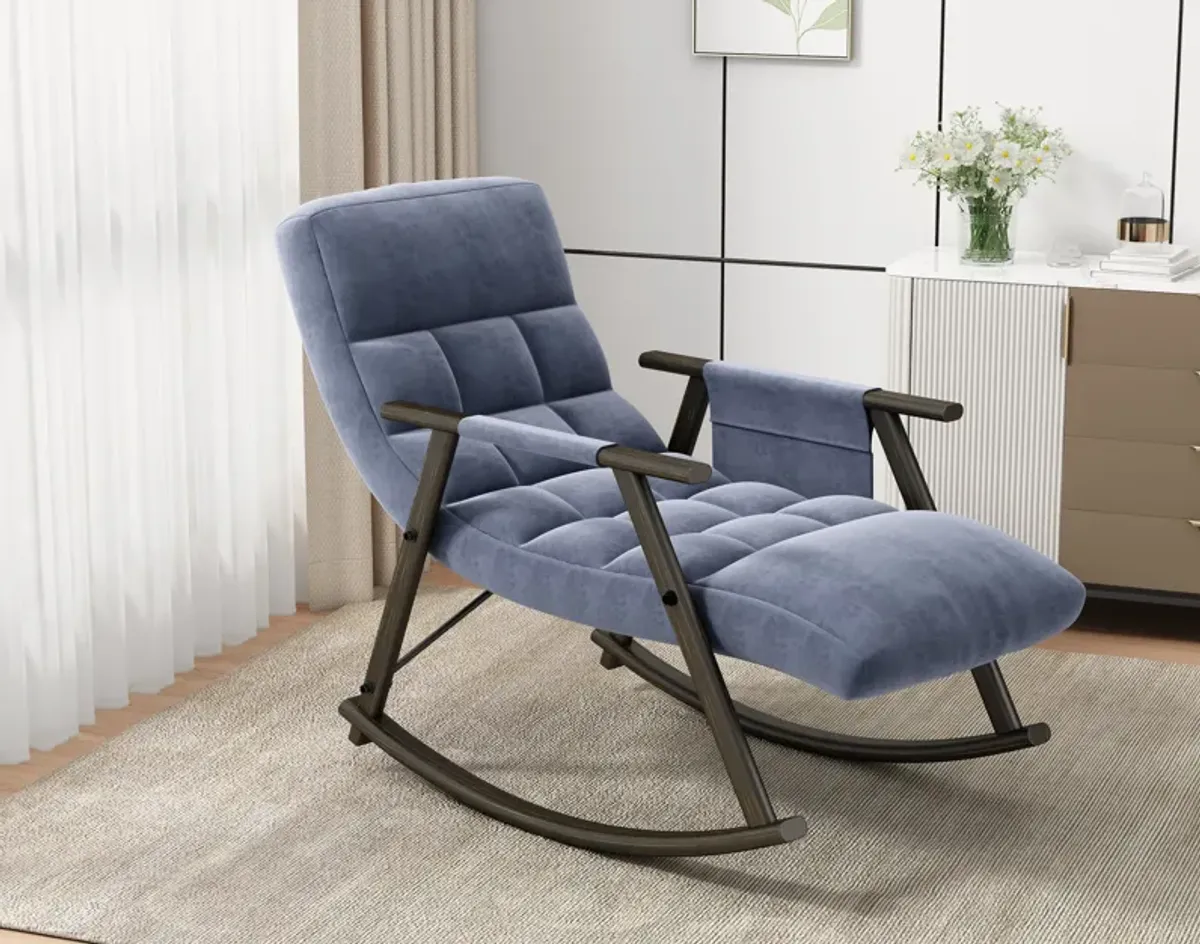 Space-Saving, Adjustable Rocking Chair with Sturdy Iron Frame & Comfortable Cushions