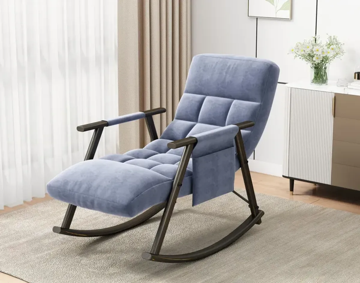 Space-Saving, Adjustable Rocking Chair with Sturdy Iron Frame & Comfortable Cushions