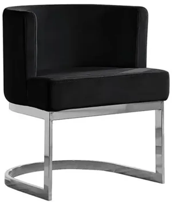 Best Quality Furniture Black Velvet Side Chair With Silver, Chrome Base - Single