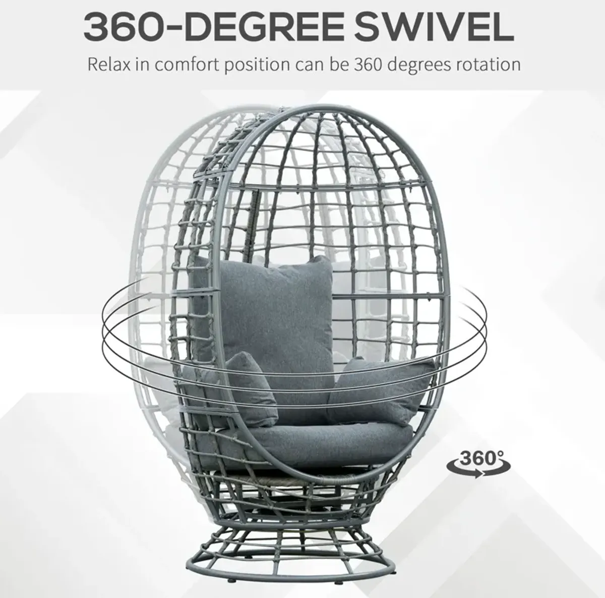 Versatile Garden Chair: Rotating Wicker Egg Seat for Indoor/Outdoor Use