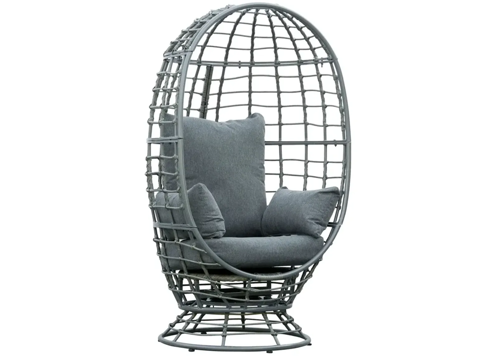 Versatile Garden Chair: Rotating Wicker Egg Seat for Indoor/Outdoor Use