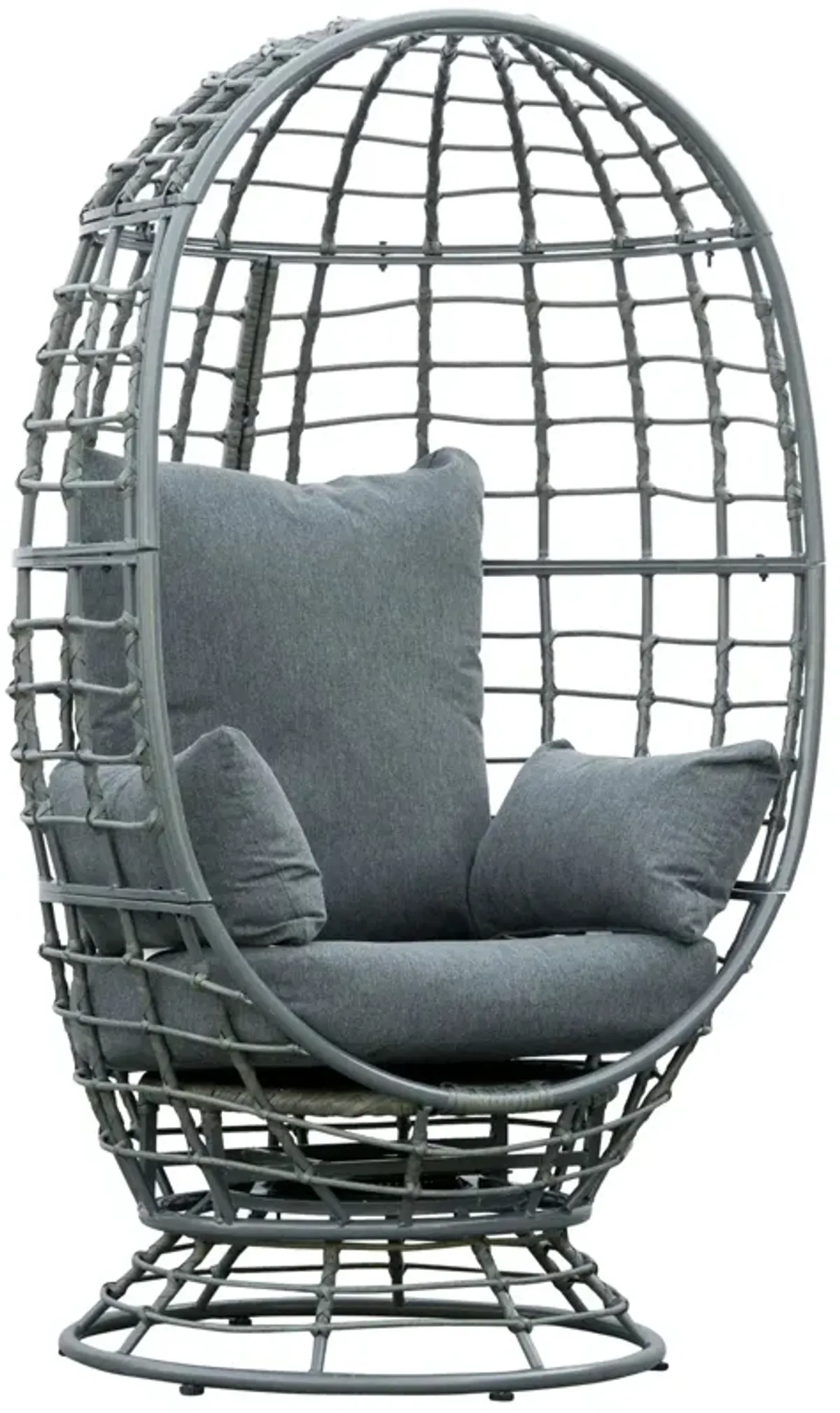 Versatile Garden Chair: Rotating Wicker Egg Seat for Indoor/Outdoor Use