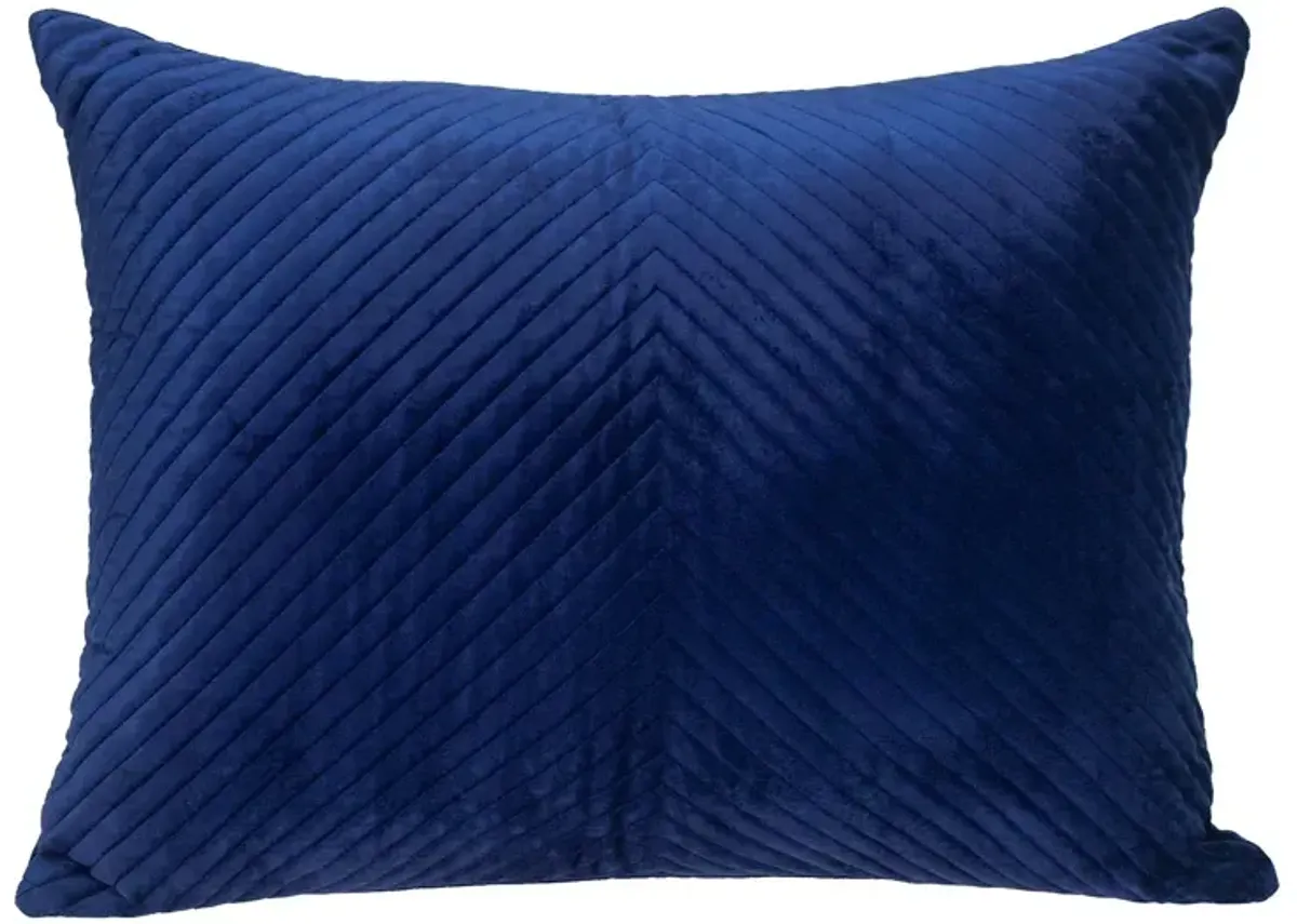 24" Blue Textured Rectangular Cotton Throw Pillow
