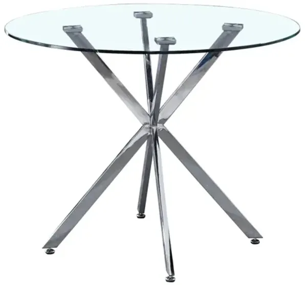 Circle Tempered Glass Top Dining Table With Stainless Steel Base For Dining