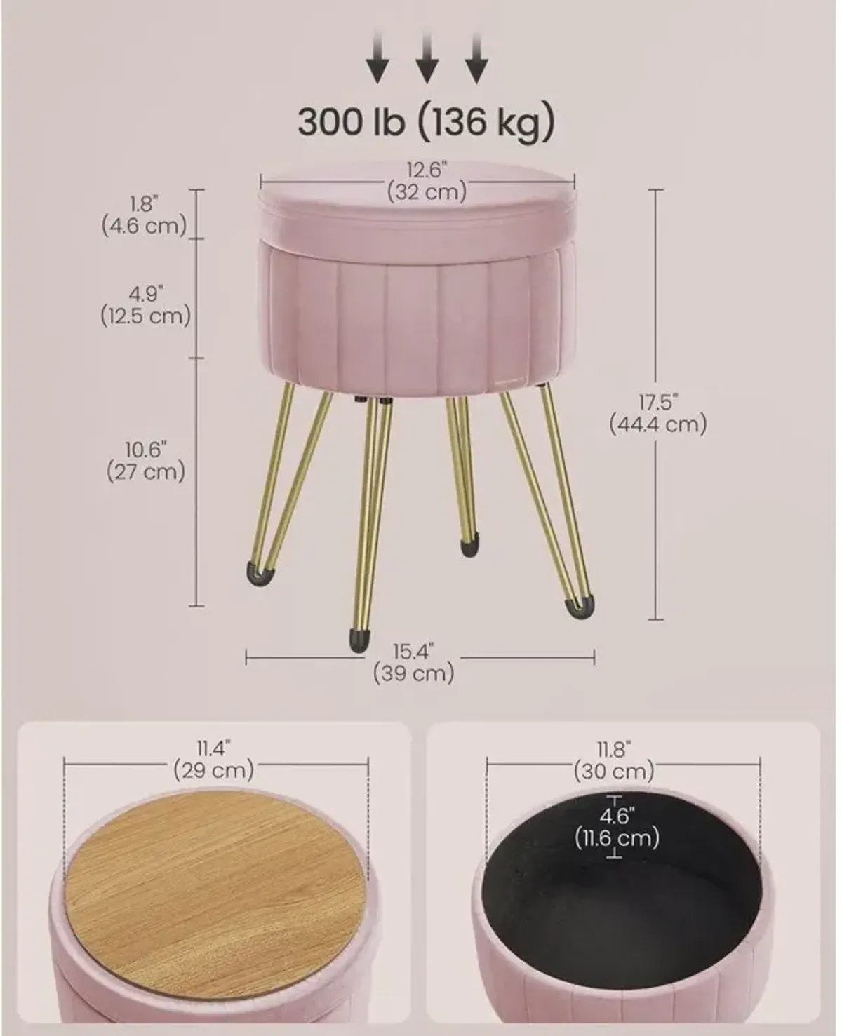 Vanity Stool Chair with Storage - Stylish and Functional Makeup Seat with Hidden Storage