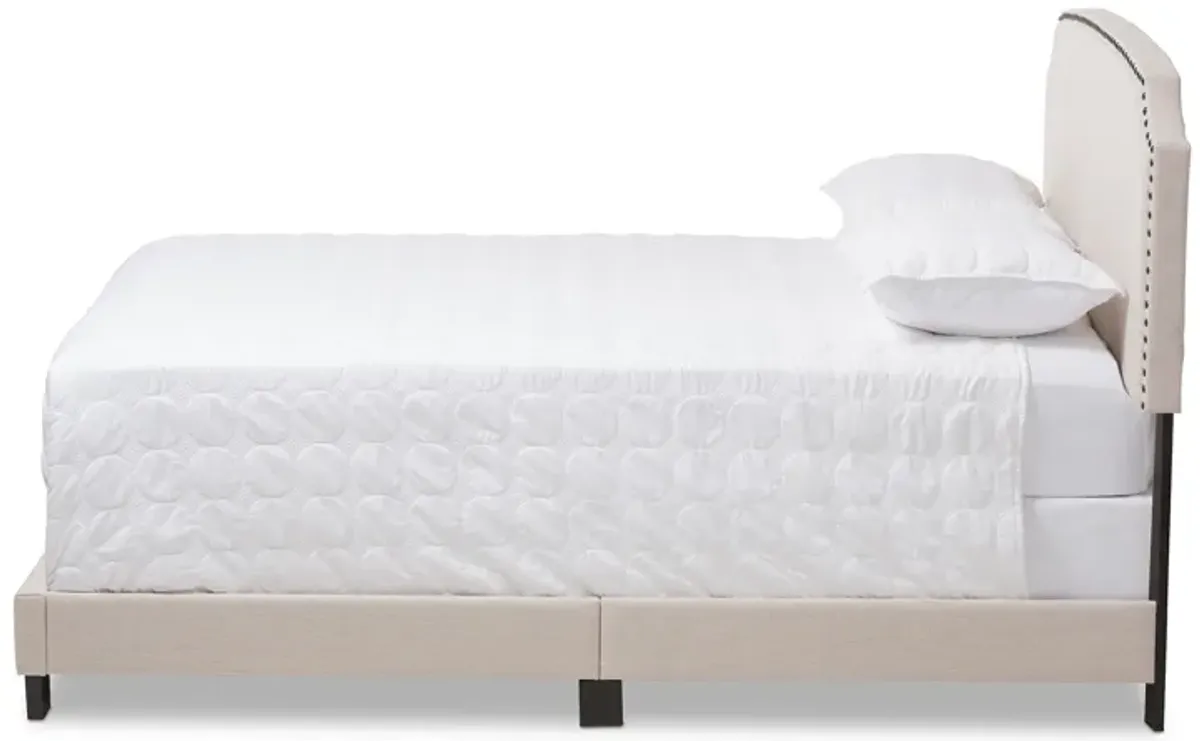 Baxton Studio Odette Modern and Contemporary Light Beige Fabric Upholstered Queen Size Bed