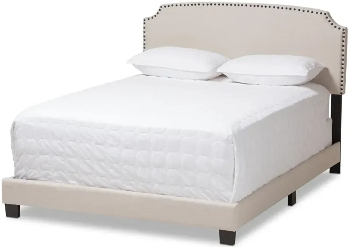 Baxton Studio Odette Modern and Contemporary Light Beige Fabric Upholstered Queen Size Bed