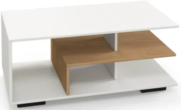 Hivvago Rectangular Coffee Table with L-shaped Middle Shelf