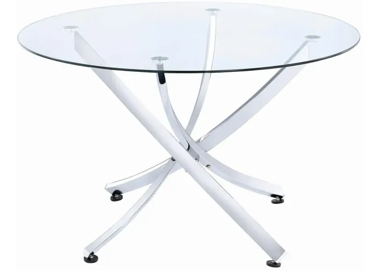 Coaster Beckham Round Dining Table Chrome and Clear